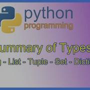Python Types Summary String List Tuple Set Dictionary Programming Tutorial APPFICIAL