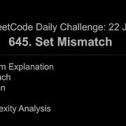 Daily LeetCode Challenge 645 Set Mismatch C Explained Solved Shwetabhagat8920