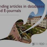 Finding Articles Using Subject Specific Databases And E Journals