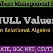 L3 19 NULL Values In Relational Algebra DBMS Shanu Kuttan