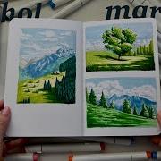 Рисуем пейзажи спиртовыми маркерами Маркеры Ohuhu