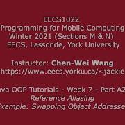 HD EECS1022 W21 Уроки по Java Неделя 7 Часть A2 Псевдонимы Перестановка адресов объектов
