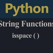 Isspace String Function In Python Hindi