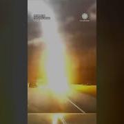 BANG Lightning Explodes Pavement Strikes Road Next To Driver