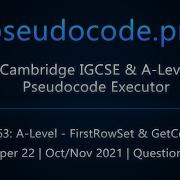 A Level 9618 Exam FirstRowSet GetCentre Oct Nov 2021 Paper 22 Question 6