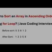 How To Sort An Array In Ascending Order In Java Using For Loop Java Coding Interview Question