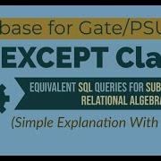 42 Except Clause SQL Equivalent SQL Query For Subtraction Relational Algebra Queries Database
