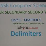 Delimiters In Python Tokens Part 9 Chapter 5 Unit 2 In Tamil A Jaya Mabel Rani