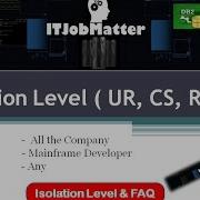 Isolation Level UR CS RS RR Interview Skills Training