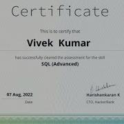 SQL Advanced Skill Certification Part 2 Test On Hacker Rank Hackerrank EarnedFreeCertificate