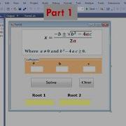 Visual Basic Project Solver Of Quadratic Equation Part One
