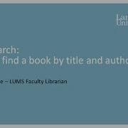 OneSearch How To Find A Book By Title And Author