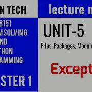 GE8151 PROBLEM SOLVING AND PYTHON PROGRAMMING PSPP Manojkumar Lectures Exception