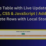 Editable Table With Live Updates Using HTML CSS JavaScript Step By Step Guide