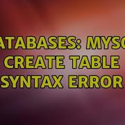 Databases MySQL Create Table Syntax Error