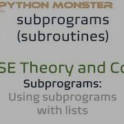 Monster Video 31 Subprograms Using Subprograms With Lists High Definition