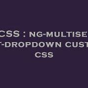 CSS Ng Multiselect Dropdown Custom Css