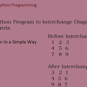 11 Python Program To Interchange Diagonals Of A Matrix Hindi