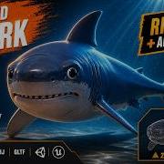 Stylized Shark 3D Model Rigged Animated Game Ready Full Preview Wireframe Animations